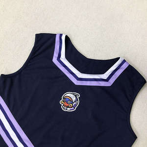 Ensemble d'uniformes de cheerleading personnalisés pour femmes, haut à manches longues, jupe, tissu en spandex/polyester 300g, uni - Product Image 3
