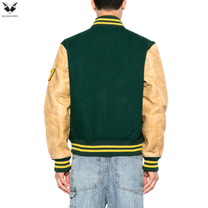 Veste universitaire pour homme de haute qualité en gros, avec broderie de logo personnalisé, patchwork, style streetwear, veste bomber unisexe, manteau Letterman - Product Image 3