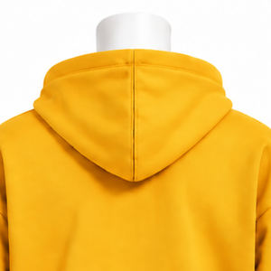 Sudadera con capucha para hombre, amarillo dorado, con borde bordado, oversize, de forro polar, con bolsillo canguro y dobladillo decorativo, estilo casual - Product Image 4