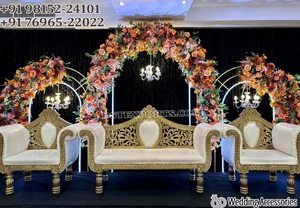 Royal Wedding <b>Silver</b> Throne <b>Chair</b> and Sofa Set Elegant Wedding Reception Platinum Finish Sofa Set Luxury Loveseat for Wedding UK - Product Image 6