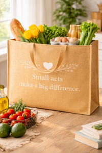 <b>Extra</b> <b>Large</b> Natural Jute Tote Bag with white <b>Print</b> Eco Friendly Reusable Shopping Grocery Bag Heavy Duty Custom Logo Burlap Tote - Product Image 2