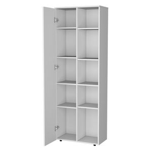 FM FURNITURE Dispensa da Cucina Bianca Harman Multistorage con 1 Porta e 5 Ripiani Aperti - Product Image 6