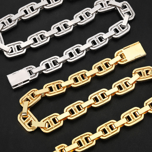 925 Silver Lab Grown Diamond Geometric Link Chain Luxury <b>Statement</b> <b>Necklace</b> for Men - Product Image 4