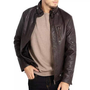 Chaqueta de Cuero para Hombre en Oferta, con Cuello Alto, Cómoda, Transpirable, Resistente al Viento, Talla Personalizada Disponible - Product Image 4