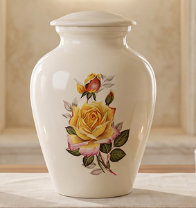 Urna de Alta Calidad Hecha de Aluminio con Esmalte Decorativo para Cenizas Humanas, Artículos Funerarios, Urna Metálica para Cenizas de Cremación en Venta - Product Image 1