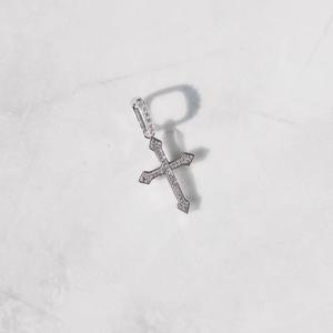 Moissanite Cross Pendant Necklace 925 Silver Rhodium Plated Micro Pave Round Brilliant Cut Unisex Everyday Wear <b>Rope</b> <b>Chain</b> - Product Image 2