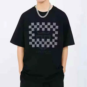 Nueva llegada: Camiseta de algodón 100% de corte holgado con pedrería para venta en línea, diseño único estampado, camiseta de talla grande con pedrería para hombre - Product Image 3