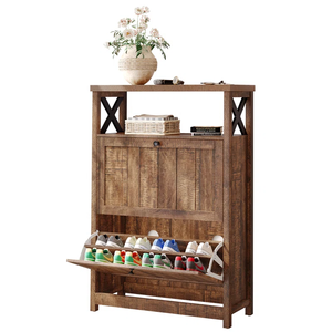 Vente en gros polyvalent et mince en bois étagère à chaussures espace de rangement pour chaussures sans poussière dans le salon - Product Image 2