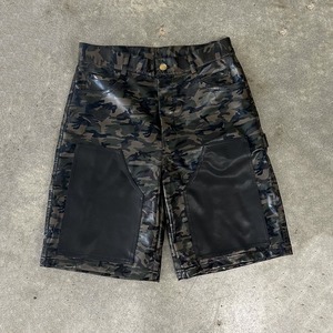 High Quality Vintage Casual <b>Men</b> Oversize <b>Baggy</b> Solid Leather Breathable Cargo <b>Shorts</b> OEM Service Multi-pocket - Product Image 5