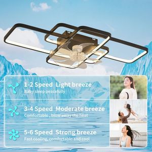 Ventilateur de plafond LED de 41 pouces avec lumières à intensité variable et télécommande, 6 vitesses de vent, ventilateur avec lumière - Product Image 4