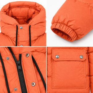 Veste matelassée personnalisée avec broderie de logo, capuche isolée, coque en polyester, poignets élastiques, grandes poches à rabat, veste décontractée d'hiver - Product Image 4