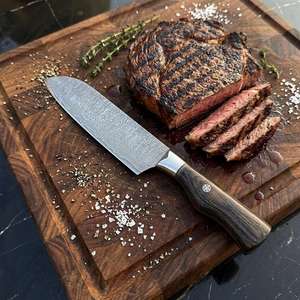 Cuchillo de Chef de Acero de Damasco de 8 Pulgadas con Hoja Recta, Mango de Madera con Incrustaciones de Resina, Grado Industrial, 2 Hojas, para Uso en Cocina - Product Image 4