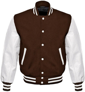 Wholesale High Street Style Men's Varsity Letterman <b>Winter</b> <b>Jackets</b> Woolen Fabric Silk Shell Stand Collar Patchwork Embroidery - Product Image 1