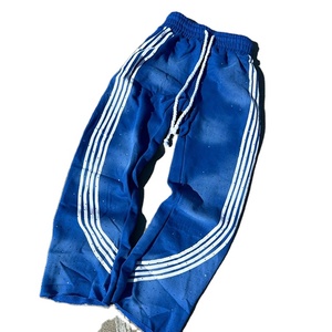 Pantalones acampanados informales elásticos con cordón a rayas desteñidas al sol personalizados a la moda para hombre, pantalones atléticos de algodón 100% de lana de gran tamaño - Product Image 1