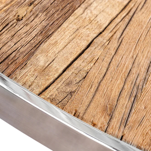 Table de salle à manger de luxe moderne pour villa, maison, cuisine ou restaurant, avec plateau en bois recyclé, forme ronde, pieds en acier inoxydable en forme d'araignée et plateau en verre - Product Image 6