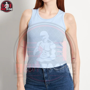 Débardeur décontracté pour femme bleu clair en tissu tissé respirant et doux, avec logo personnalisé positionné à l'avant, nouveau style, prix de gros - Product Image 6