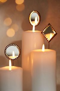 Geometric <b>Mirror</b> Candle Pins Metal Decorative <b>Tabletop</b> Art Handmade Modern Design for Wedding Living Room - Product Image 1