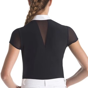 Women White Equestrian Lace Show Shirt Full Sleeve Horse Riding Competition <b>Top</b> Pullover <b>High</b> Front Knitted Custom OEM Private - Product Image 6