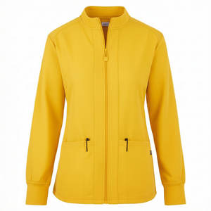 Blouse médicale pour femme, fermeture éclair sur le devant, manches longues, tissu extensible doux en spandex, uniforme d'hôpital, veste de travail pour infirmière et médecin - Product Image 2