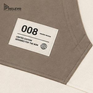 Sweat-shirt surdimensionné technique pour homme, épais, à blocs de couleurs 3 tons (blanc cassé, vert olive), avec poche à rabat, style Techwear - Product Image 3
