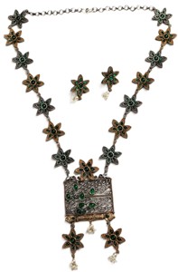 Ensemble de bijoux vintage en or plaqué or antique avec onyx floral pour femmes, cadeau de mariage ou de fiançailles, vente en gros - Product Image 2