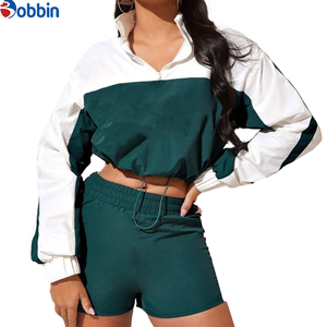 Conjunto de 2 Piezas Personalizado para Mujer, a la Moda, de Alta Calidad, Elástico, Impermeable, Unisex, Chaqueta Cortavientos de Nailon con Cremallera para Mujer - Product Image 3