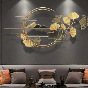 Modern Golden Metal <b>Wall</b> Hanging Decoration 3D Ginkgo <b>Leaf</b> <b>Wall</b> Sculpture Large Metal <b>Wall</b> Art for Home Hotel Office <b>Decor</b> - Product Image 1