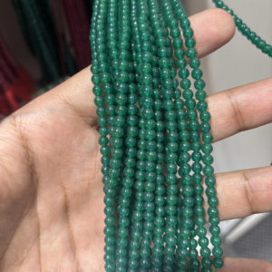 ลูกปัดมรกตทรงกลมสีเขียวขายส่ง ลูกปัดเรียบสำหรับทำเครื่องประดับ ผลิตในห้องปฏิบัติการ - Product Image 1