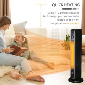 Calentador Eléctrico Portátil 2 en 1 de 1800W, Calentador Oscilante con Temporizador de 8H, Control Remoto y Tres Modos de Calefacción para Interiores - Product Image 5