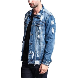 New Fashion <b>Custom</b> Plus Size Ripped <b>Denim</b> <b>Jacket</b> for Men Distressed <b>Denim</b> <b>Jacket</b> - Product Image 2