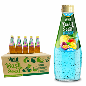 Meilleur prix et échantillon gratuit, boisson aux graines de basilic et de chia mélangées 290 ml VINUT Vietnam sans sucre, étiquette privée OEM/ODM, modèle Basil 33 - Product Image 1