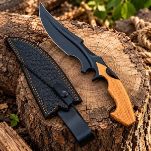 มีดล่าสัตว์ AHS Rustic ใบมีดเหล็กแบบ Fixed Blade ปลายแหลม ด้ามไม้ พร้อมปลอกหนัง - Product Image 1