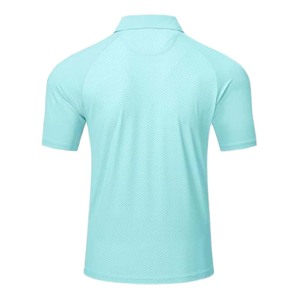 T-shirt décontracté pour homme, style japonais, vert foncé uni, en polaire respirant, personnalisable avec logo sur le devant, col uni, pour employé de bureau, vente en gros - Product Image 2