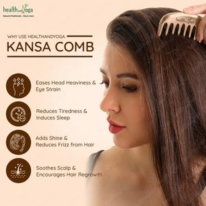 HealthAndYoga Peigne en métal Kansa, accessoire ayurvédique en bronze pour les soins capillaires, massage de la tête, lissage des cheveux et contrôle des pellicules - Product Image 6