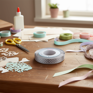 Nastro Argentato a Pois 1,5 cm 25 Iarde per Artigianato e Decorazioni - Product Image 2