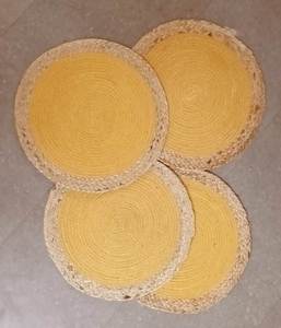 Eco-conscious braided jute and cotton round <b>placemat</b> for scratch-resistant dining table protection best for hotel dining table - Product Image 3