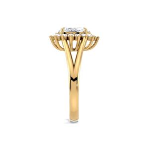 Pear Cut Moissanite Diamond Halo Engagement <b>Ring</b> in 14K Yellow Gold <b>Split</b> Shank Vintage Bridal <b>Ring</b> Elegant Wedding <b>Ring</b> - Product Image 3