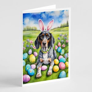 Bluetick Coonhound Chasse aux œufs de Pâques Cartes de vœux Pack de 8 capricieux A7 Taille 5x7 Cartes vierges avec enveloppes - Product Image 1