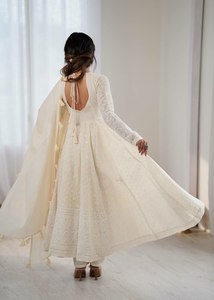 2026 Elegant Look Pure Cotton Kota <b>Fabric</b> White Color Huge Flair Pattern Designer Salwar Kameez Set For Women Or Girls Wear - Product Image 3