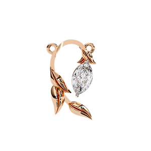 Collier Pendentif Diamant Floral de Laboratoire Marquise, Feuille Élégante, Or Rose 14K 18K, Sertissage Clos, Certifié Créé en Laboratoire - Product Image 3