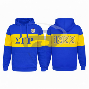 Sweat à capuche Sigma Gamma Rho Sorority bleu et jaune, hiver, avec broderie courte et passepoil, design imprimé, vêtements universitaires - Product Image 3
