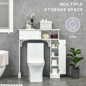 Mobiletto da Bagno Bianco Autoportante Sopra il WC con Ripiani Regolabili, Organizzatore per Toilette - Product Image 6