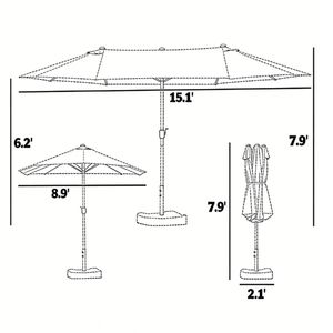 Ombrellone da Giardino Blu Scuro con Base, Ombrelloni e Basi per Patio - Product Image 6