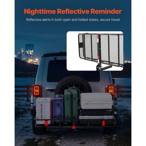 Porte-bagages de remorque robuste 60'' x 24'' x 6'' Capacité 500 lb avec rappel réfléchissant nocturne et support de montage pliable - Product Image 6