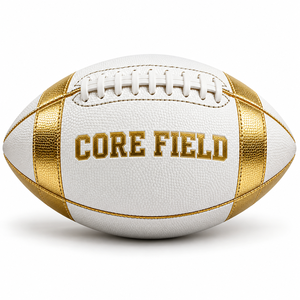 Ballon de football américain noir toutes tailles, logo doré personnalisé, cuir composite PU, taille officielle 9, taille 7, junior, jeunesse - Product Image 2