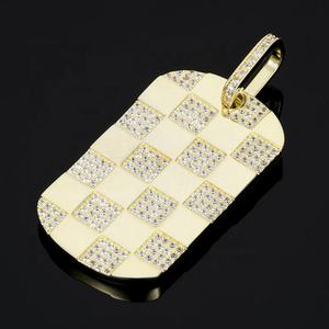 Geometric Checkerboard Moissanite Diamond Pendant 925 Silver Rhodium Plated Luxury Charm Unisex Everyday Wear - Product Image 2