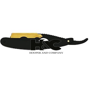 Navaja de barbero de acero inoxidable de alta calidad para hombre, para cortar la barba, en hermosos colores negro y dorado, con logotipo personalizado, sostenible. - Product Image 4