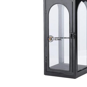 Lanterne à bougie en résine noire de luxe, panneau en verre moderne, porte-bougie décoratif pour Noël, la Saint-Valentin, intérieur/extérieur - Product Image 5