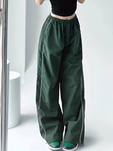 Casual Wide-Leg <b>Pants</b> with a Lazy Style And Side White Stripes Featuring an Elastic Waistband for a Loose And Fit - Product Image 3