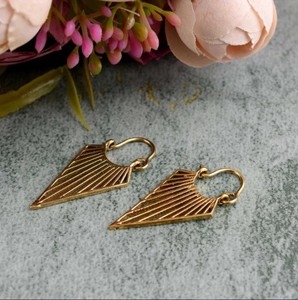 Boucles d'oreilles créoles géométriques plaquées or pour femmes, style bohème, bijoux en alliage - Product Image 2